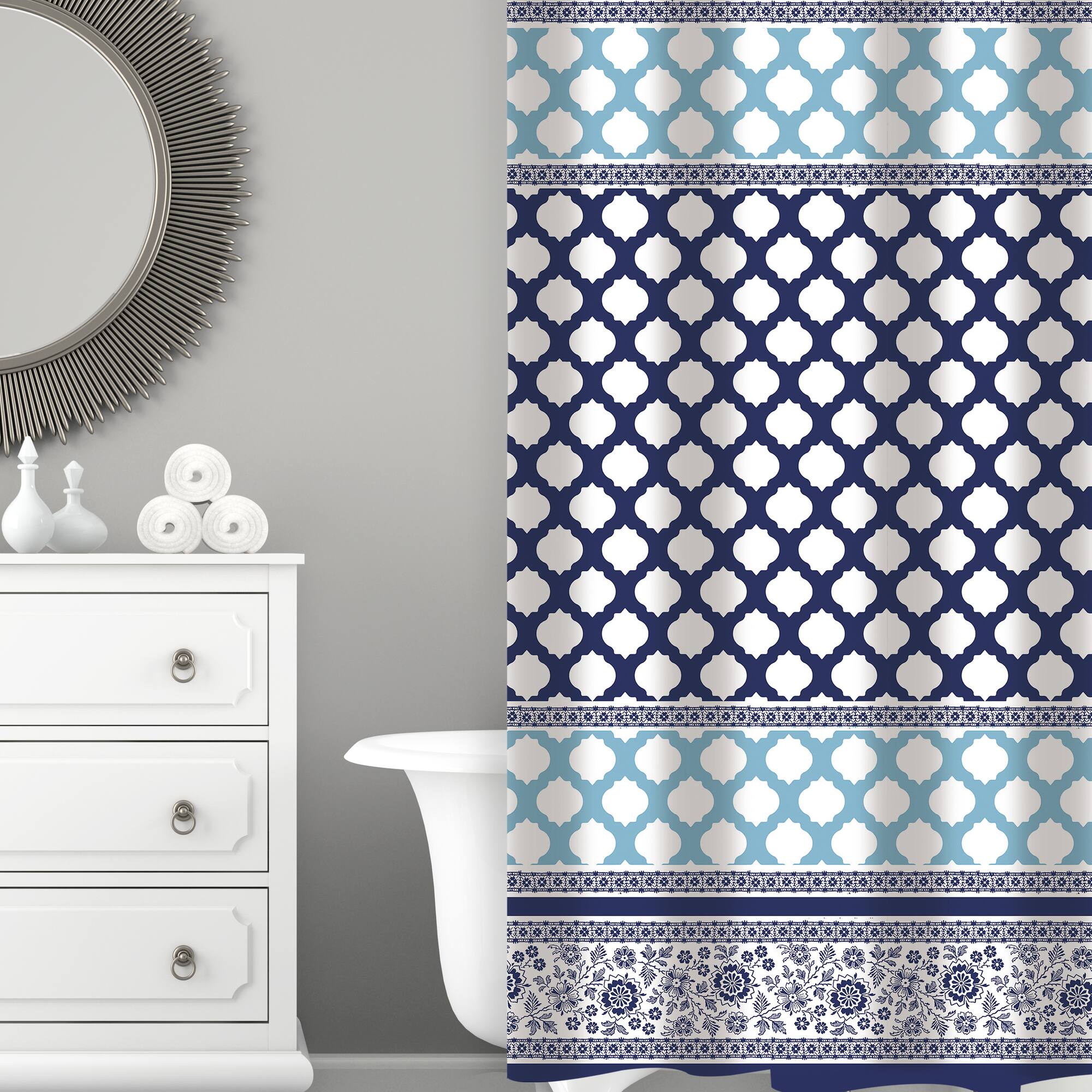 Bath Bliss Lattice Design Shower Curtain